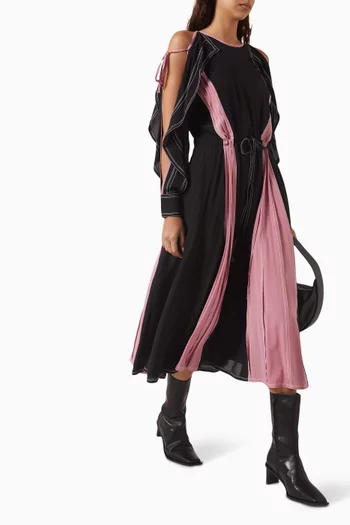 Cross-sleeve Panelled Midi Dress