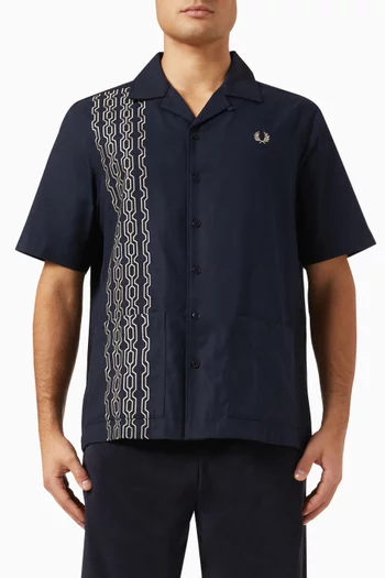 Embroidered Revere Shirt in Cotton