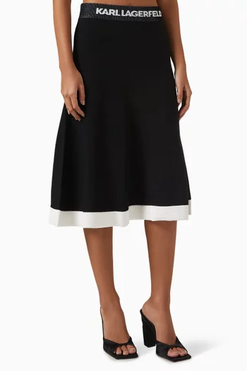 Flared Knit Midi Skirt in Viscose Blend