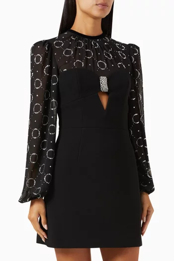 Ellasandra Embellished Mini Dress in Georgette