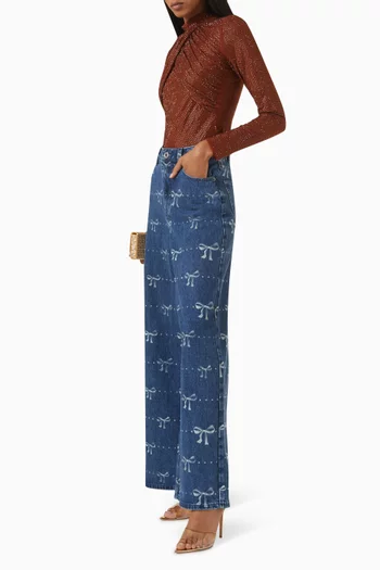 Rhinestone-embellished Top in Mesh
