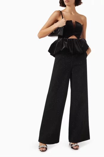 Bandeau Peplum Top in Velvet
