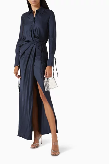 Shae Draped Shirt Maxi Dress in Viscose
