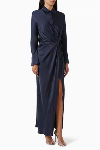 Shae Draped Shirt Maxi Dress in Viscose
