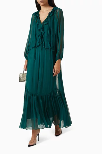 Layla Ruffle Maxi Dress in Viscose