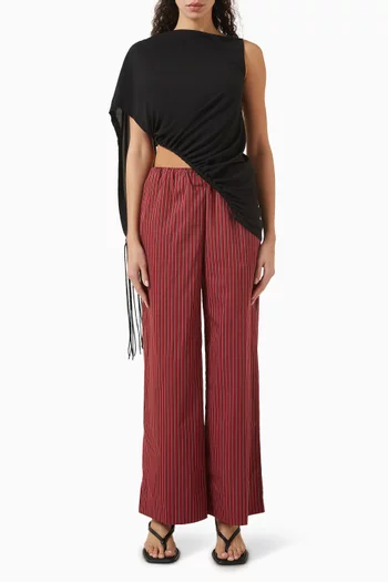 Bijou Fringed Asymmetric Top in Stretch-jersey