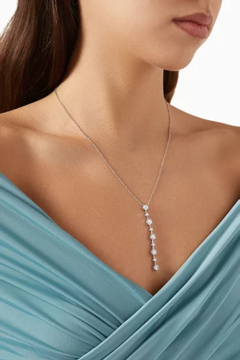 CZ Y Pendant Necklace in Rhodium-plated Brass