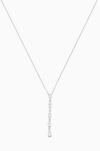 CZ Y Pendant Necklace in Rhodium-plated Brass