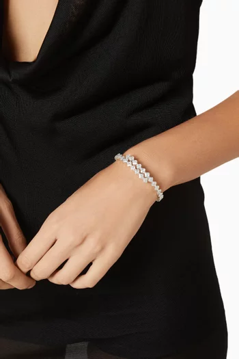 سوار بتصميم ملفوف مرصع بأحجار زركونيا معدن مطلي بلون فضي