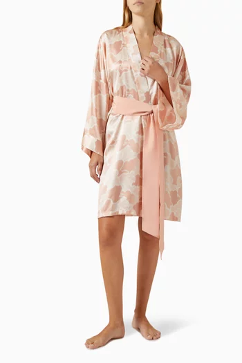 Mimi Cloud-print Robe in Silk Satin