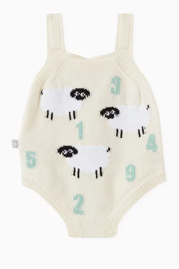 Sheep Intarsia Bodysuit in Organic Cotton