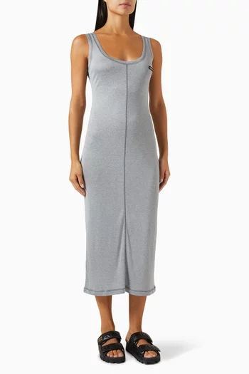 Logo Patch Midi Dress in Silk