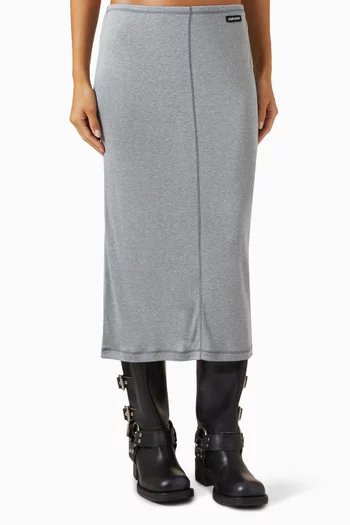 Logo Patch Midi Skirt in Silk