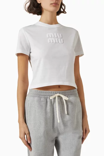 Cropped Logo T-shirt in Jersey