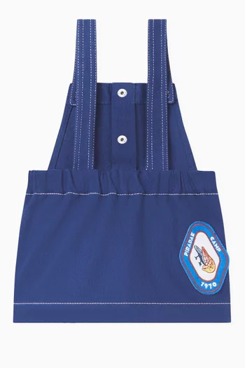 Logo Appliqué Dungaree Dress in Cotton