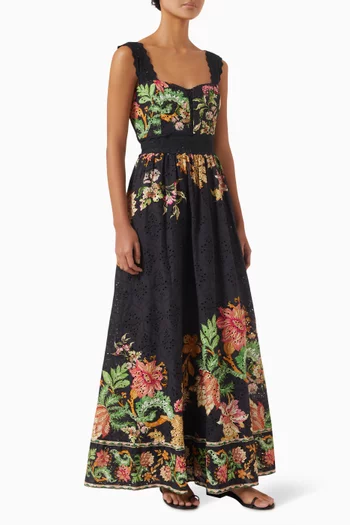 Floral Maxi Dress in Cotton Schiffli