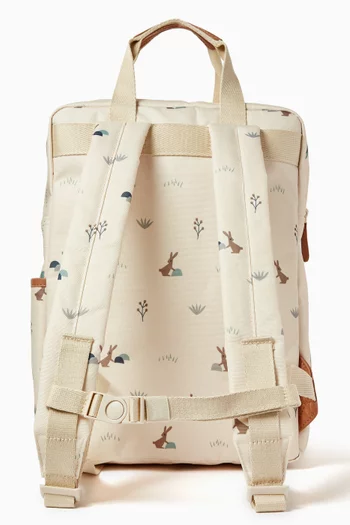 Large Rabbit Print Backpack in Recycled Fabric
