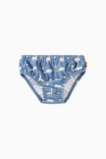 Animal-print Diaper Swim Pants in Recycled Nylon