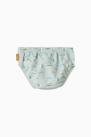 Animal-print Diaper Swim Pants in Recycled Nylon