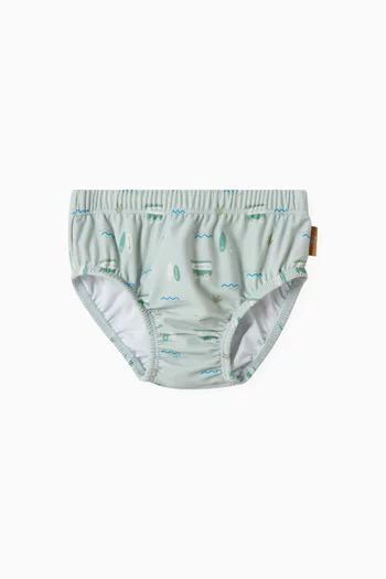 Animal-print Diaper Swim Pants in Recycled Nylon