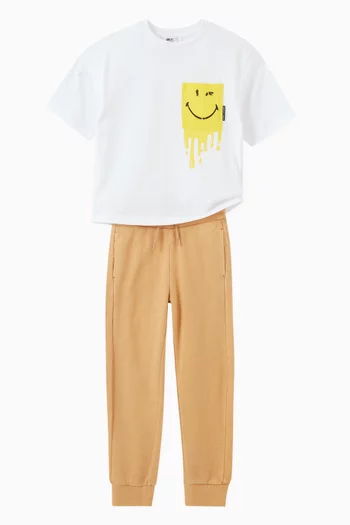 Smiley Print Sweatpants in Cotton