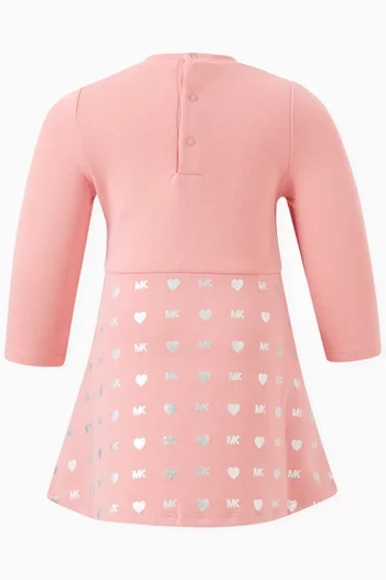 Logo Embellished Dress in Cotton