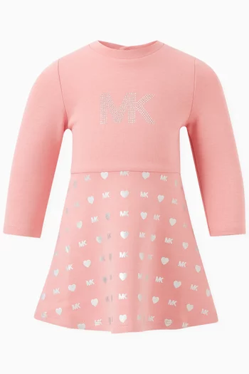 Logo Embellished Dress in Cotton