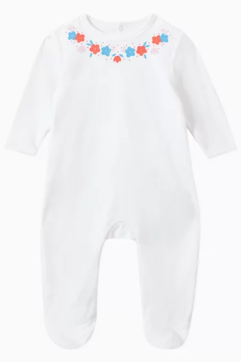 Embroidered Pyjama Onesie in Cotton