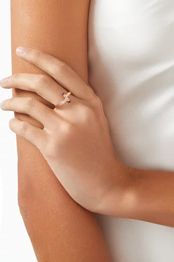 Crossroads Diamond Enamel Ring in 18kt Rose Gold