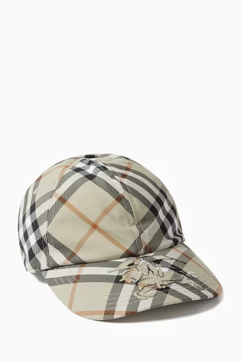 Equestrian Knight Check Cap in Cotton