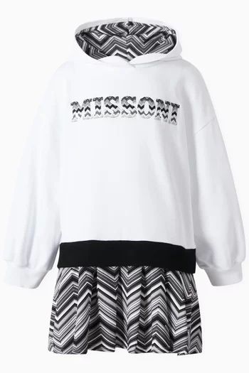 Chevron-print Logo Sweatshirt Dress