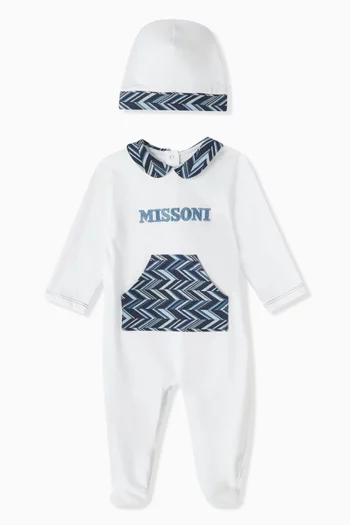 Chevron-print Pyjama & Beanie Gift Set