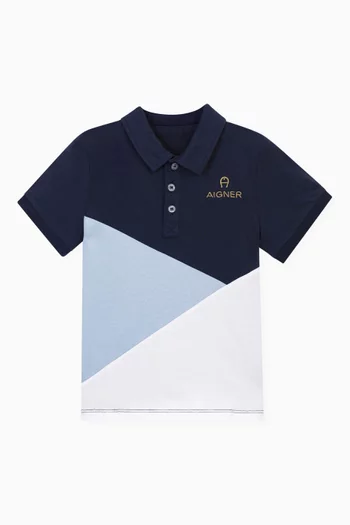 Colour-block Logo Polo Shirt in Cotton