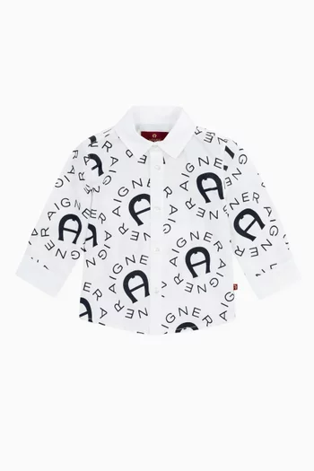 Logo Button-down Shirt in Cotton