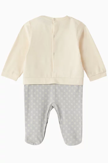 Colour-blocked Logo Onesie in Cotton