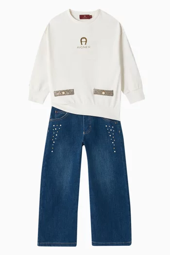 Wide-leg Jeans in Cotton-denim
