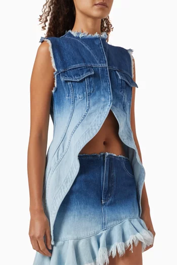 Ombré Pushed Back Vest in Denim