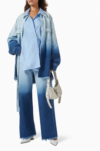 Ombré-effect Loose-fit Overshirt in Denim