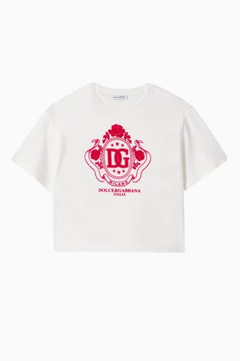 Flocked Logo-print T-shirt in Cotton