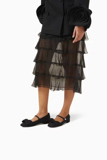 Bowjane Mary-jane Ballerina Flats in Silk Crepe