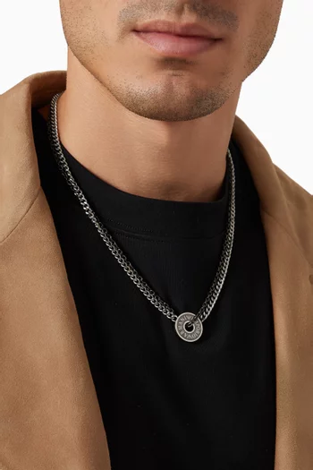 Double-chain Logo Necklace in Stainless Steel