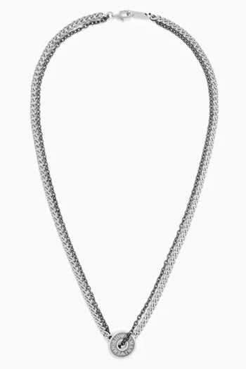 Double-chain Logo Necklace in Stainless Steel