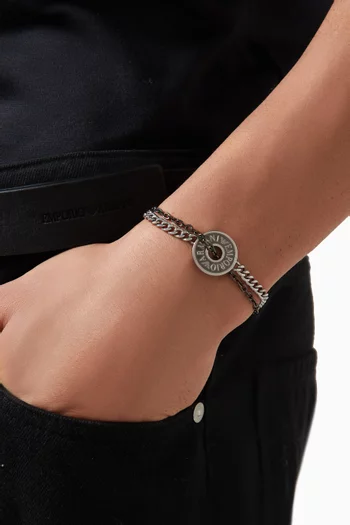 Double-chain Logo Bracelet in Stainless Steel