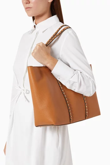 Rockstud Shopper Tote Bag in Leather