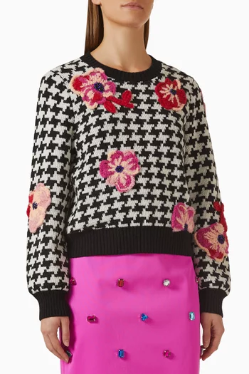 Poppy Pattern Sweater in Houndstooth