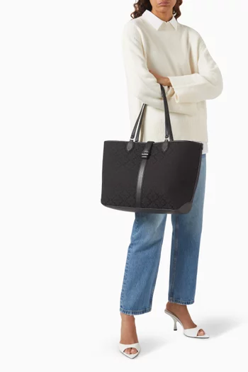 Large Spade Flower Open Tote Bag in Jacquard
