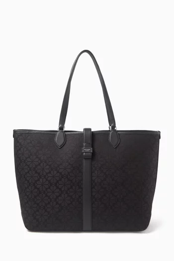 Large Spade Flower Open Tote Bag in Jacquard