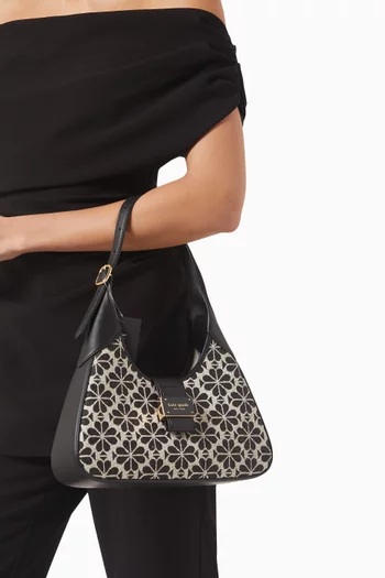 حقيبة كتف نوفو صغيرة بنقشة زهور بالشكل البستوني جاكار