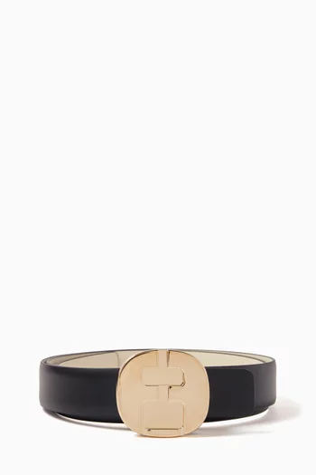 Logo Buckle Belt in Leather