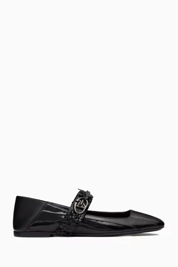 VLogo Locker Mary-Jane Ballerina Flats in Patent Leather